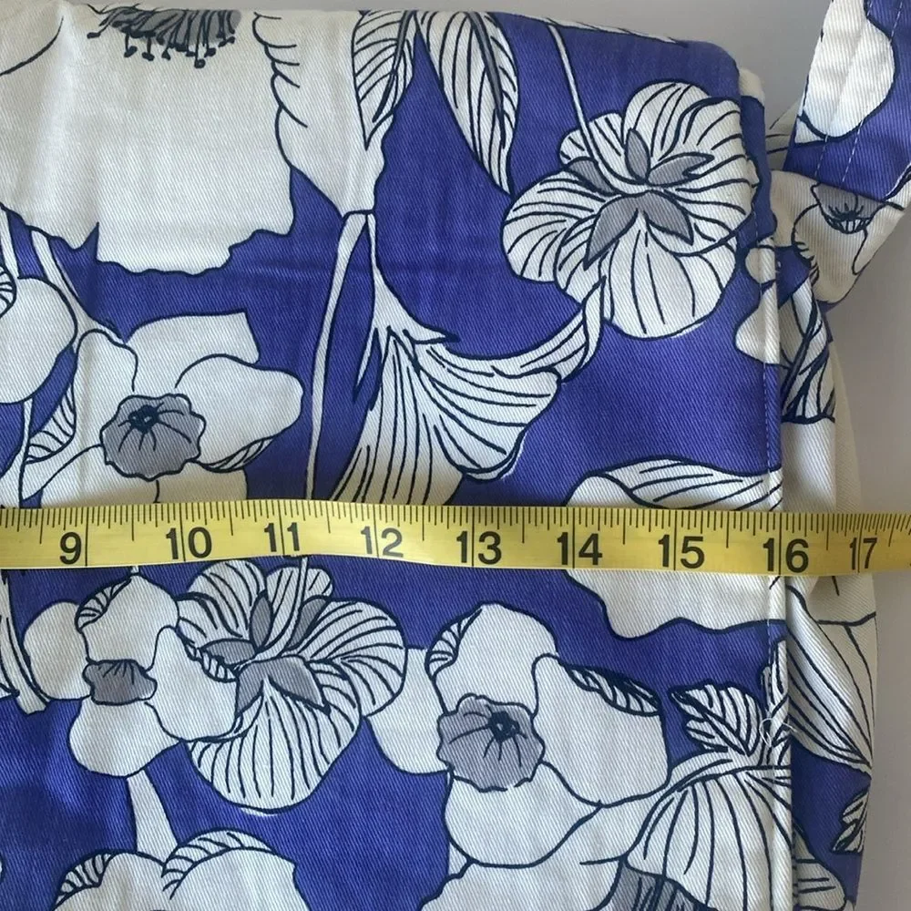 Handmade Floral Purple & White Cotton Sz L Messenger Bag School Shopping Cottage